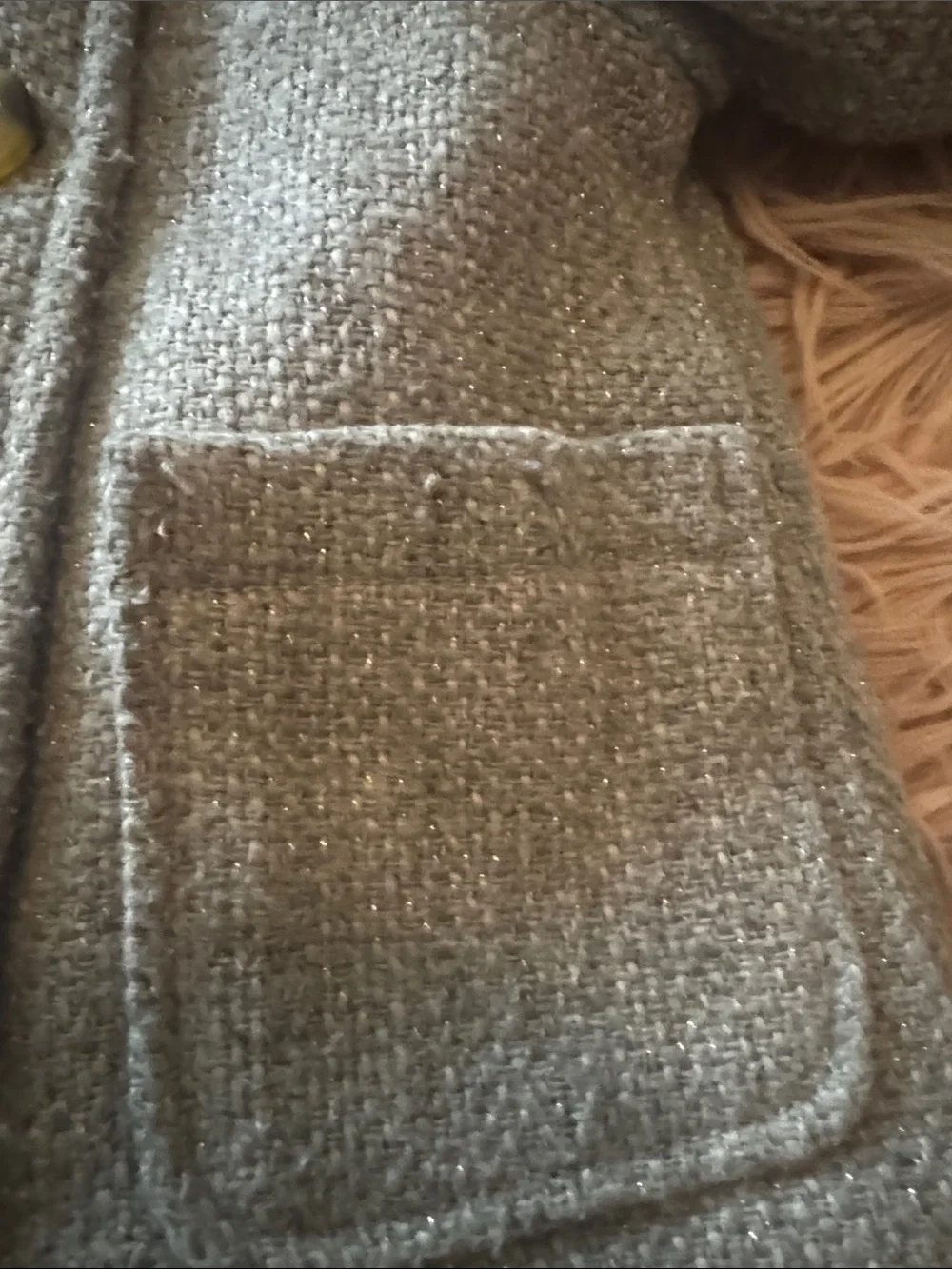 Carter's Hooded Double-Breasted Pea Coat in Light Gray With Metallic Threading